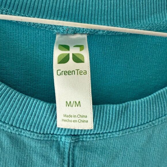 GreenTea Turquoise Short Sleeve Sweatshirt Tee - Picture 2 of 4